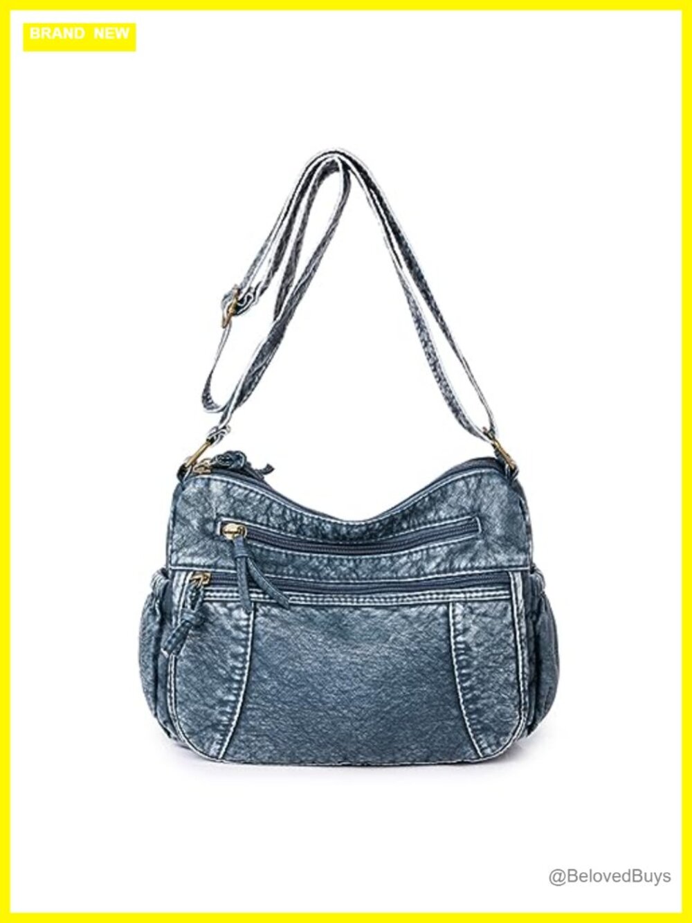 PU Leather Denim Hobo Bag Crossbody Shoulder Purse Tote Handbag
